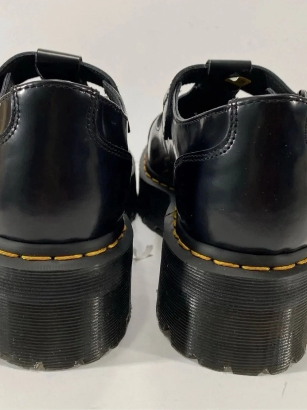 Dr. Martens Bethan Quad Platform Mary Jane T Strap Black Smooth Women's US 8 NEW